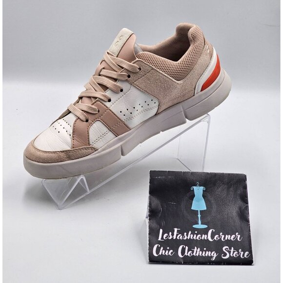 On Women's Mauve White Suede Leather On The Roger Clubhouse Sneakers Sz 7.5 2959 - Picture 15 of 16